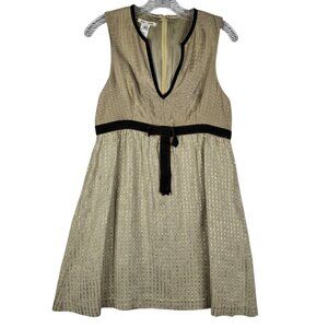 2 for $30 Alice & Olivia Mini Dress Medium Gold Sparkle Silk Lining Brown